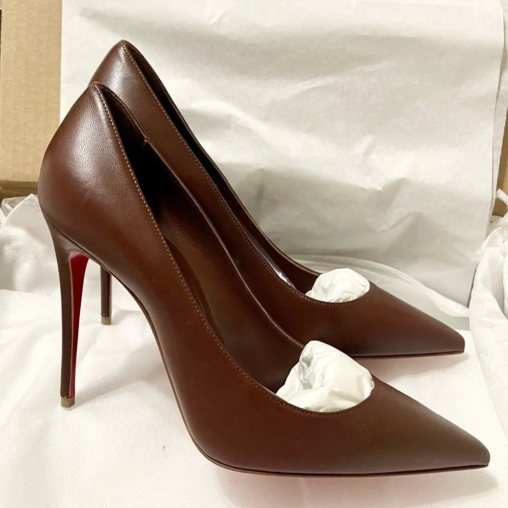 Christian Louboutin Kate 100mm. Napa lux supple leather chocolate brown EU37 - Picture 4 of 12